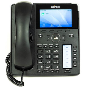 Foto de un nuevo teléfono VoIP multilínea Nextiva X-885 (12 líneas)