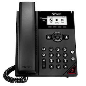 Foto de un nuevo teléfono de escritorio VoIP Poly VVX-150 (2 líneas)