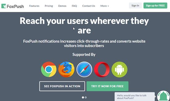 FoxPush Website Push Notification