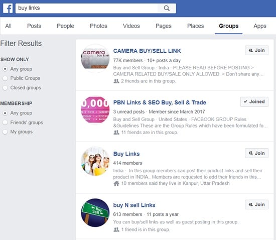 Grupos de Facebook El mejor lugar para comprar backlinks