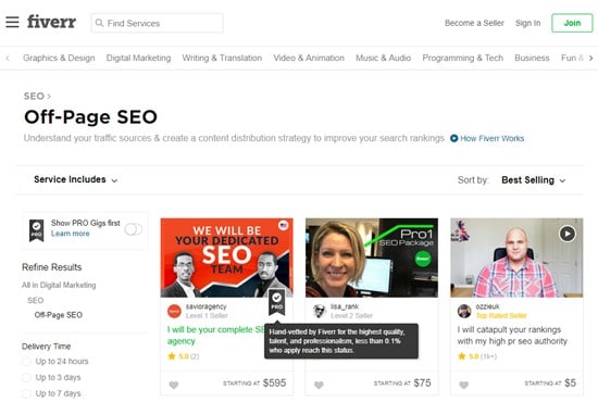 Fiverr, el mejor lugar para comprar backlinks