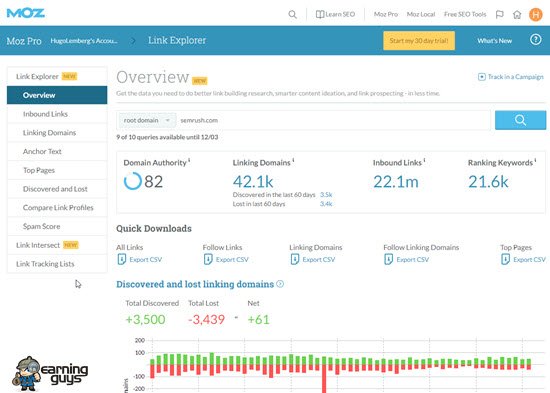 Moz Link Explorer 反向链接检查器