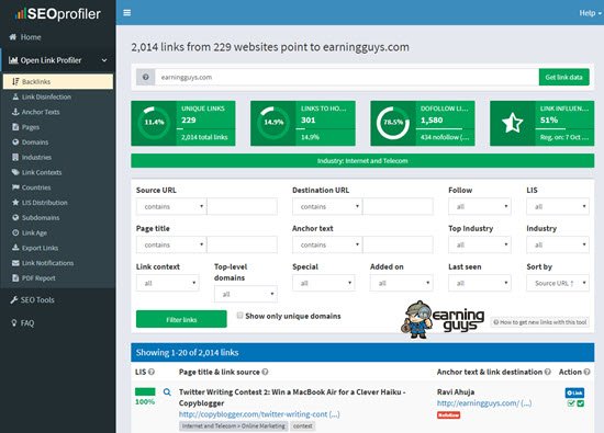 OpenLinkprofiler 免费反向链接检查工具