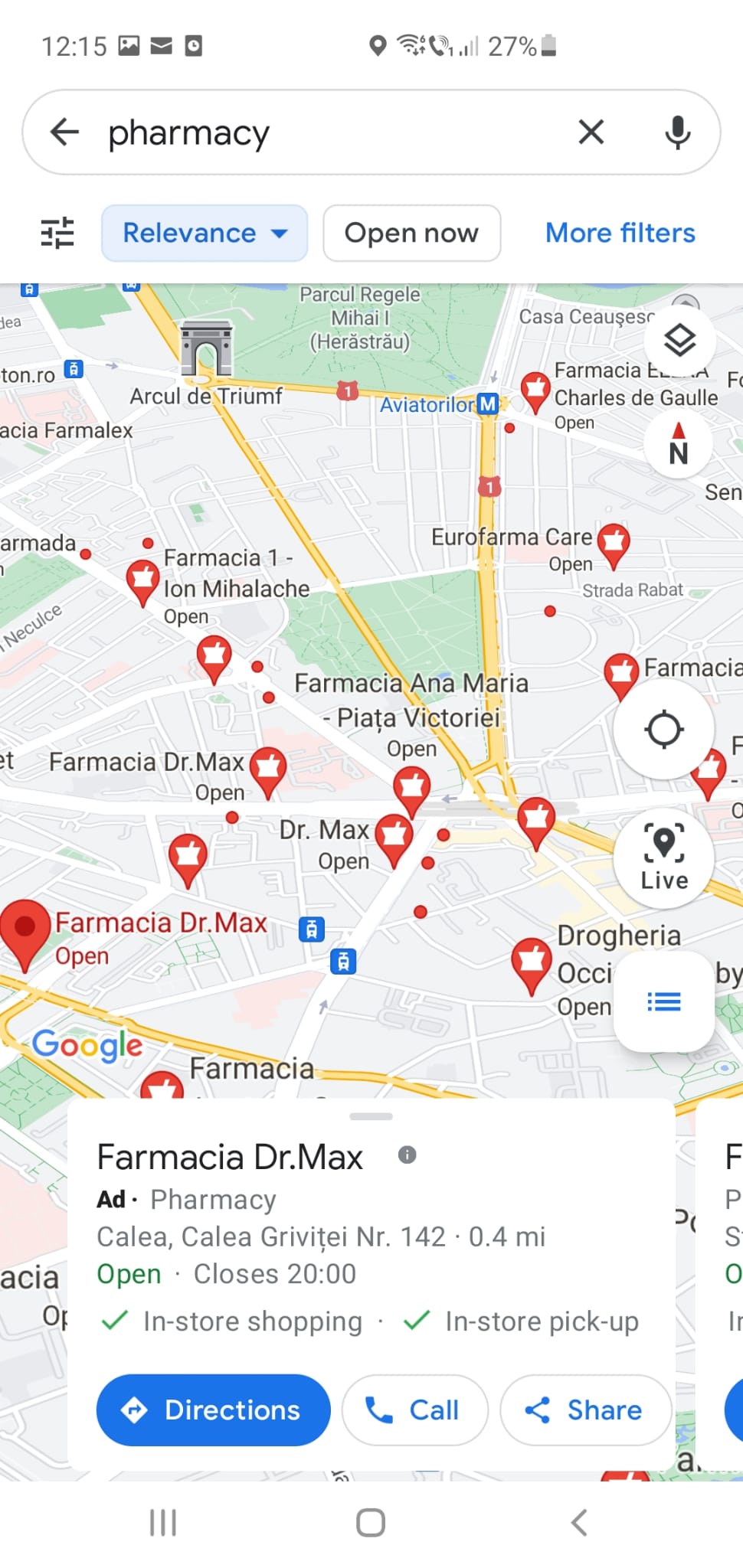 esempio di screenshot di geofencing - marketing basato sulla posizione - farmacia