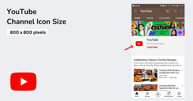 Ukuran Ikon Saluran YouTube