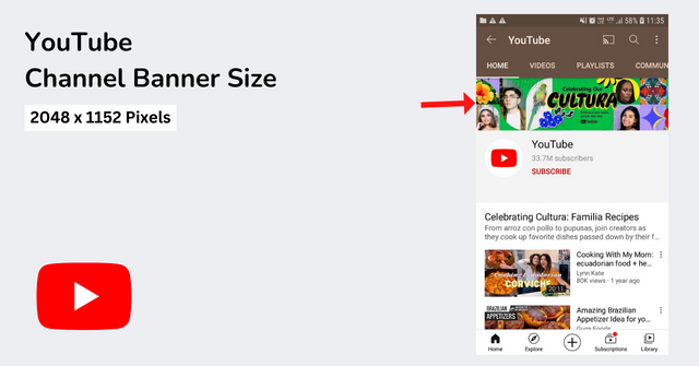 Ukuran spanduk saluran Youtube