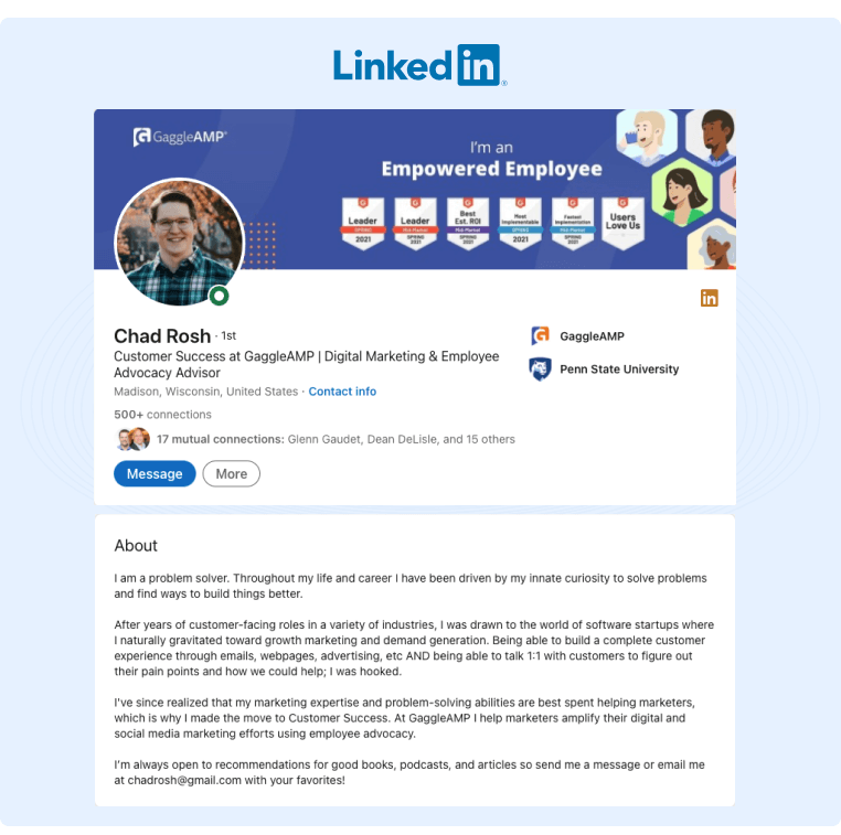 LinkedIn 프로필의 소셜 판매