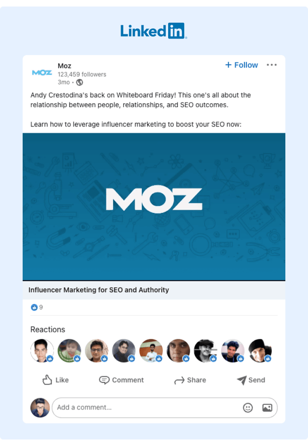 Strategi Konten LinkedIn Contoh Posting LinkedIn Memanfaatkan Andy Crestodina di Umpan Konten Moz