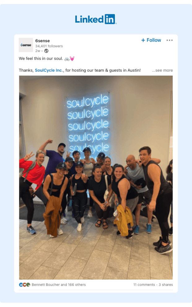 Strategi Konten LinkedIn 6Sense SoulCycle Contoh LinkedIn Post