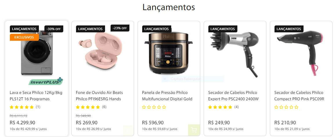 lançamentos de vitrine