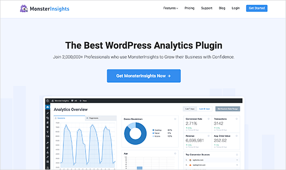 WordPress 用の MonsterInsights Google アナリティクス プラグイン