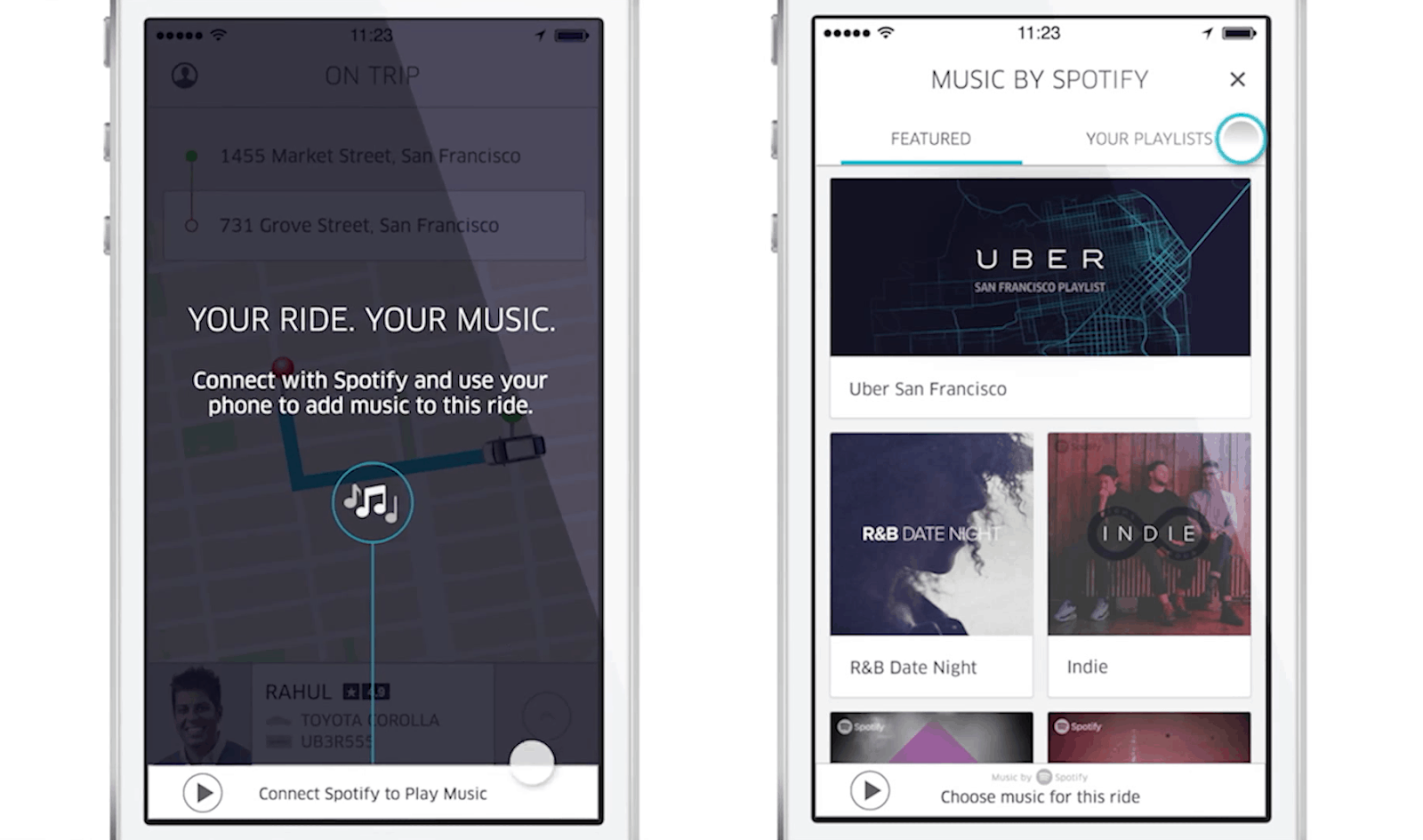 Collega il tuo Uber a Spotify e aggiungi musica alla tua corsa.