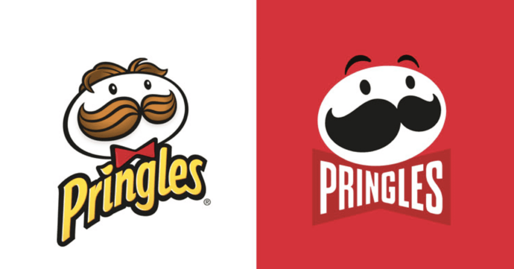 два логотипа Pringles; как старые, так и современные тенденции графического дизайна