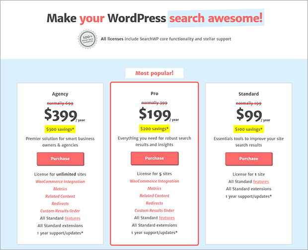 SearchWP Pricing