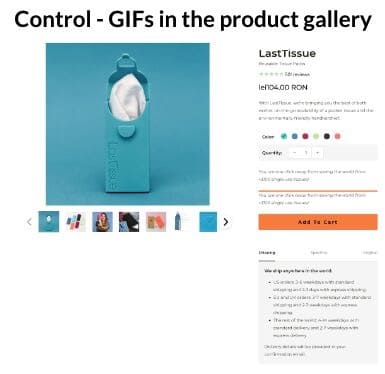 Controle los GIF en la galería de productos.