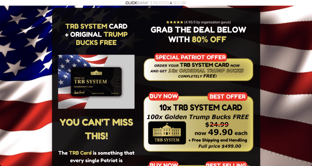 Carte TRB - Trump Card et Trump Bucks