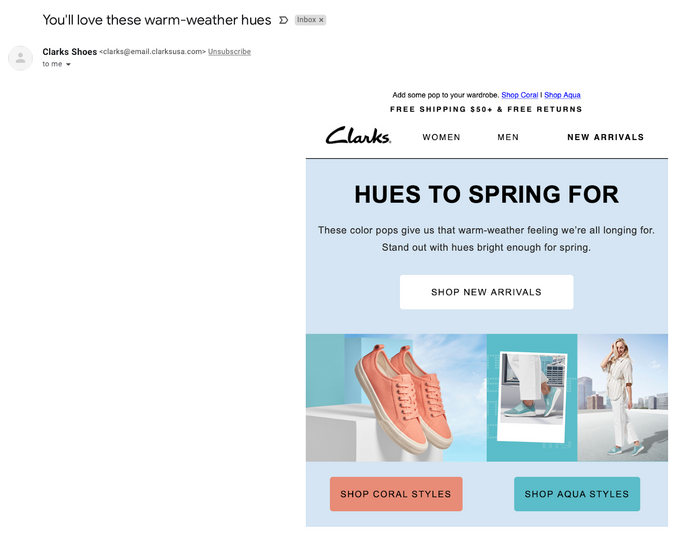 Exemple de rédaction d'e-mail Clarks