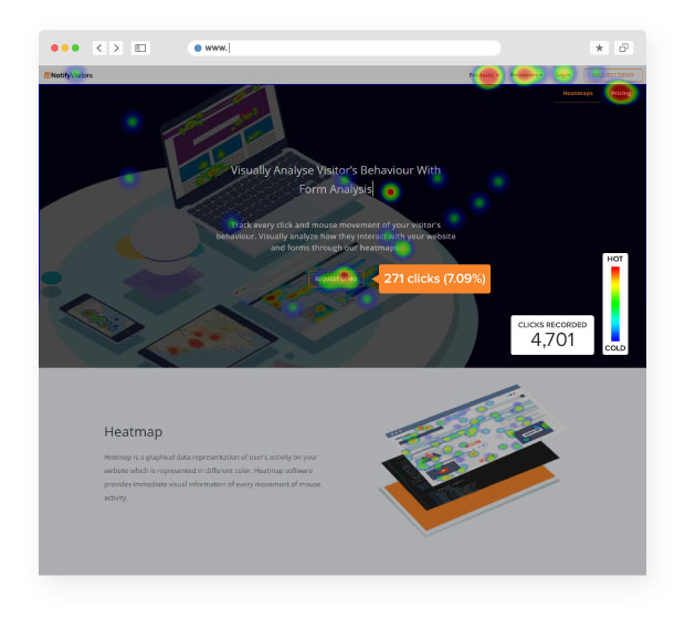 Otimize os CTAs usando Click Maps