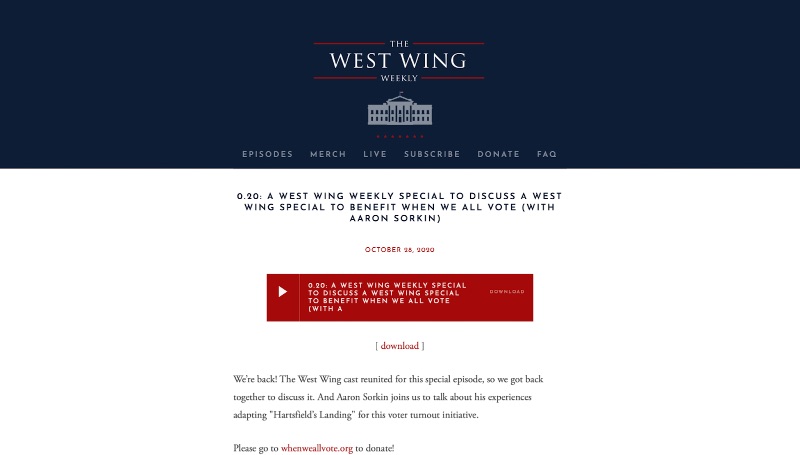 The West Wing ウィークリー ベスト ポッドキャスト ウェブサイト デザイン