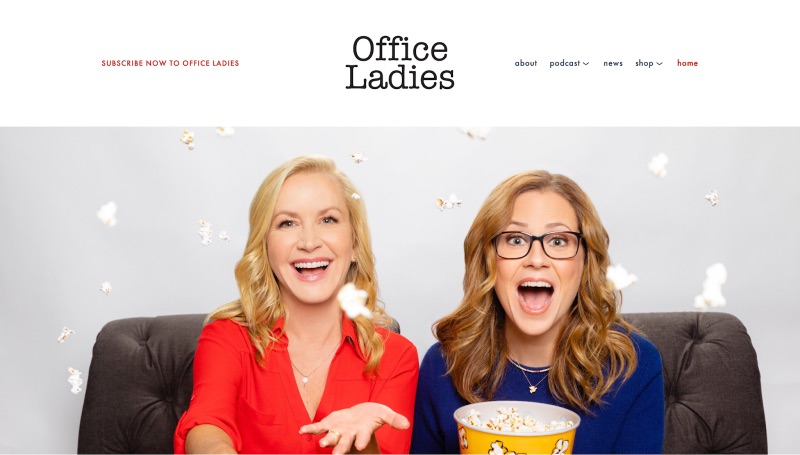 2人のホストをフィーチャーしたOffice Ladiesのホームページ