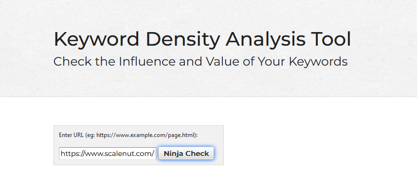 Schermata n. 2 del metodo di ricerca per parole chiave utilizzando IM Ninja Keyword Density Analysis Tool