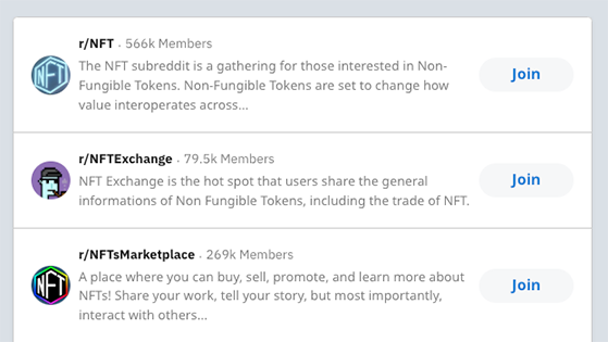 NFT reddit communities