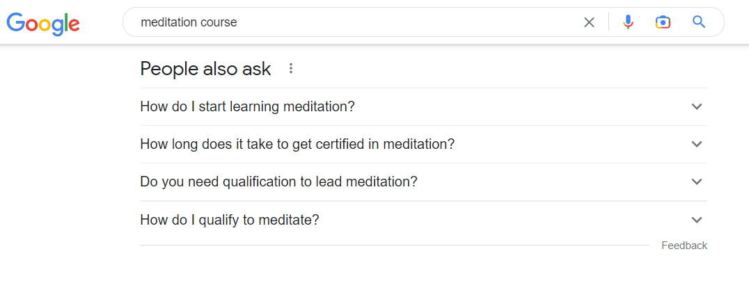 Captura de tela nº 1 do curso de meditação As pessoas do Google também perguntam