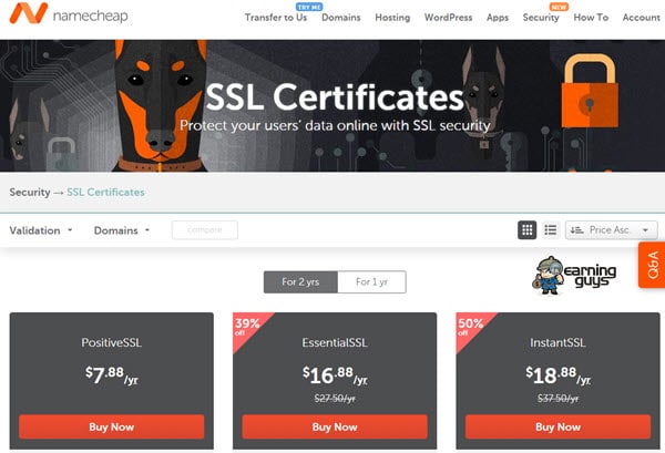 Certificado SSL Barato Namecheap