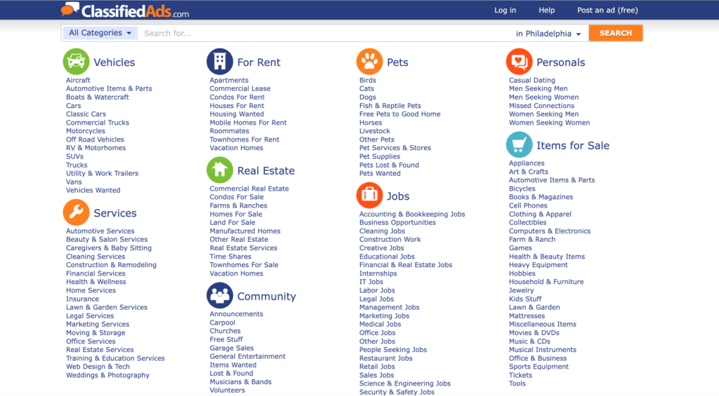 ClassifiedAds.com のスクリーンショット