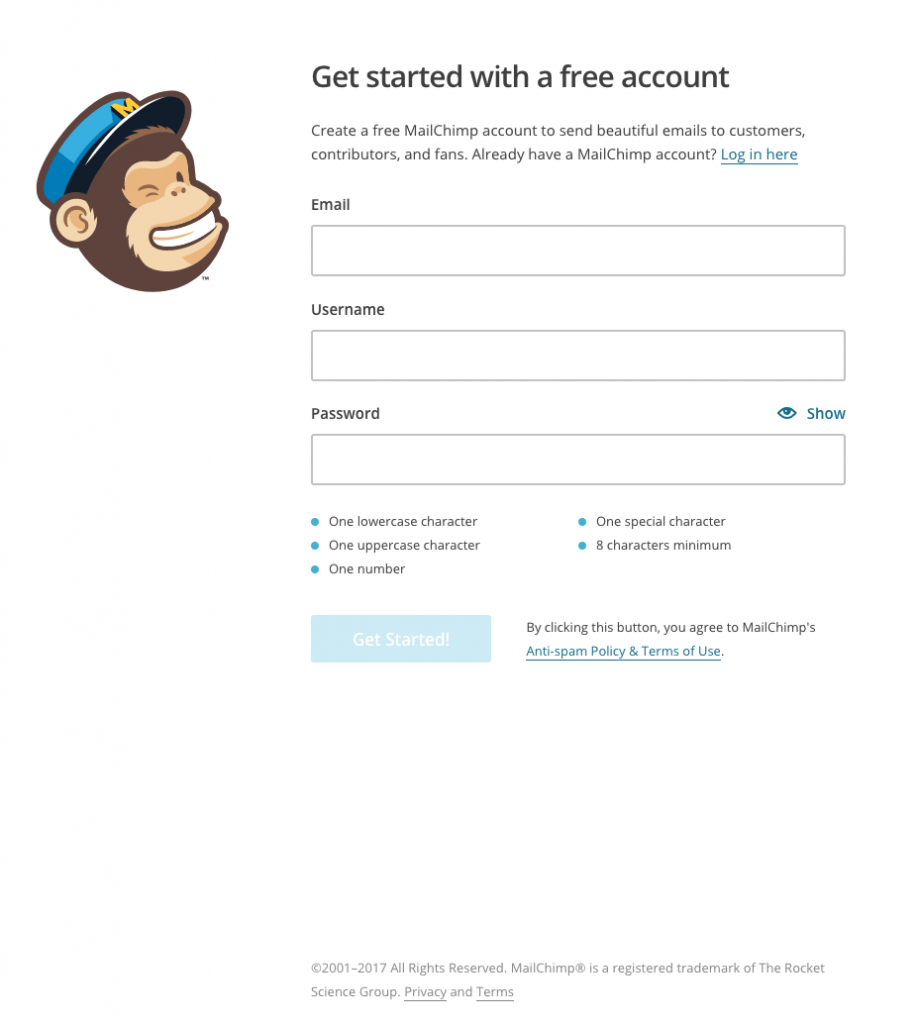 contoh halaman arahan pasca-klik terbaik mailchimp