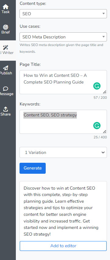 กรณีการใช้งาน SEO ของผู้เขียน Narrato AI