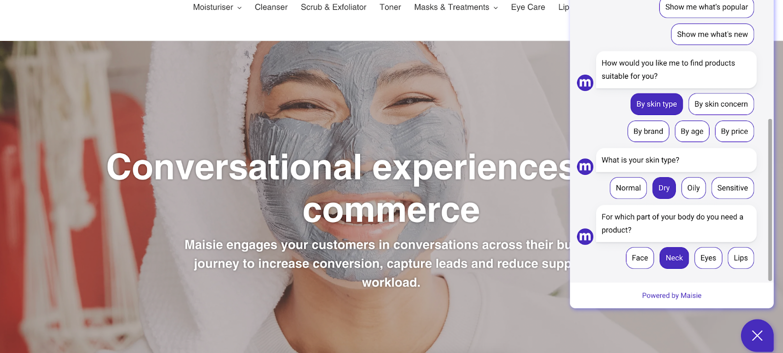 Beispiel für Conversational Experience Commerce