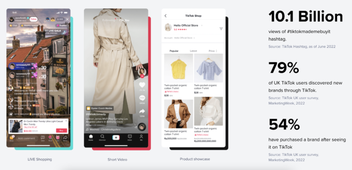 Exemple de shopping TikTok comme tendance de contenu vidéo