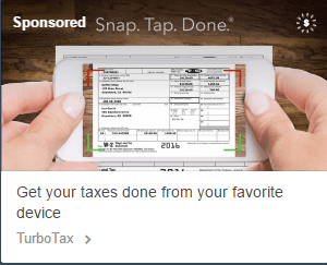 Gambar ini menunjukkan kepada pemasar bagaimana TurboTax menggunakan iklan di Tumblr untuk menghasilkan lalu lintas ke laman landas pasca-klik Tumblrnya.