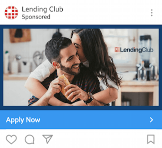 Esta imagen muestra a los especialistas en marketing cómo Lending Club anuncia su programa de préstamos en Instagram.