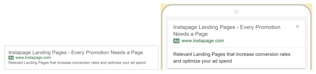 Această imagine arată specialiștilor în marketing cum apar anunțurile text Google pe diferite dispozitive și cum să scrie o copie publicitară mai bună pentru toate dispozitivele.