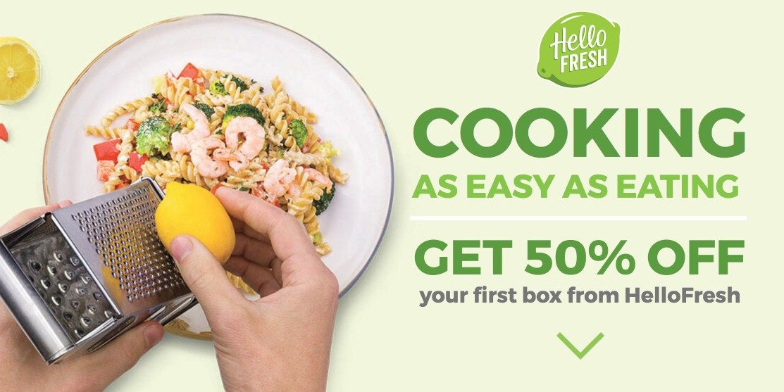 Această imagine arată agenților de marketing pe care vizitatorii paginii de destinație post-clic pe HelloFresh îl văd când fac clic pe anunțul lor nativ.