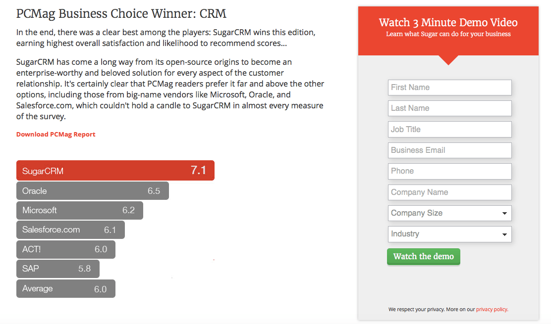 valutazioni di prova sociale della pagina di destinazione post-clic