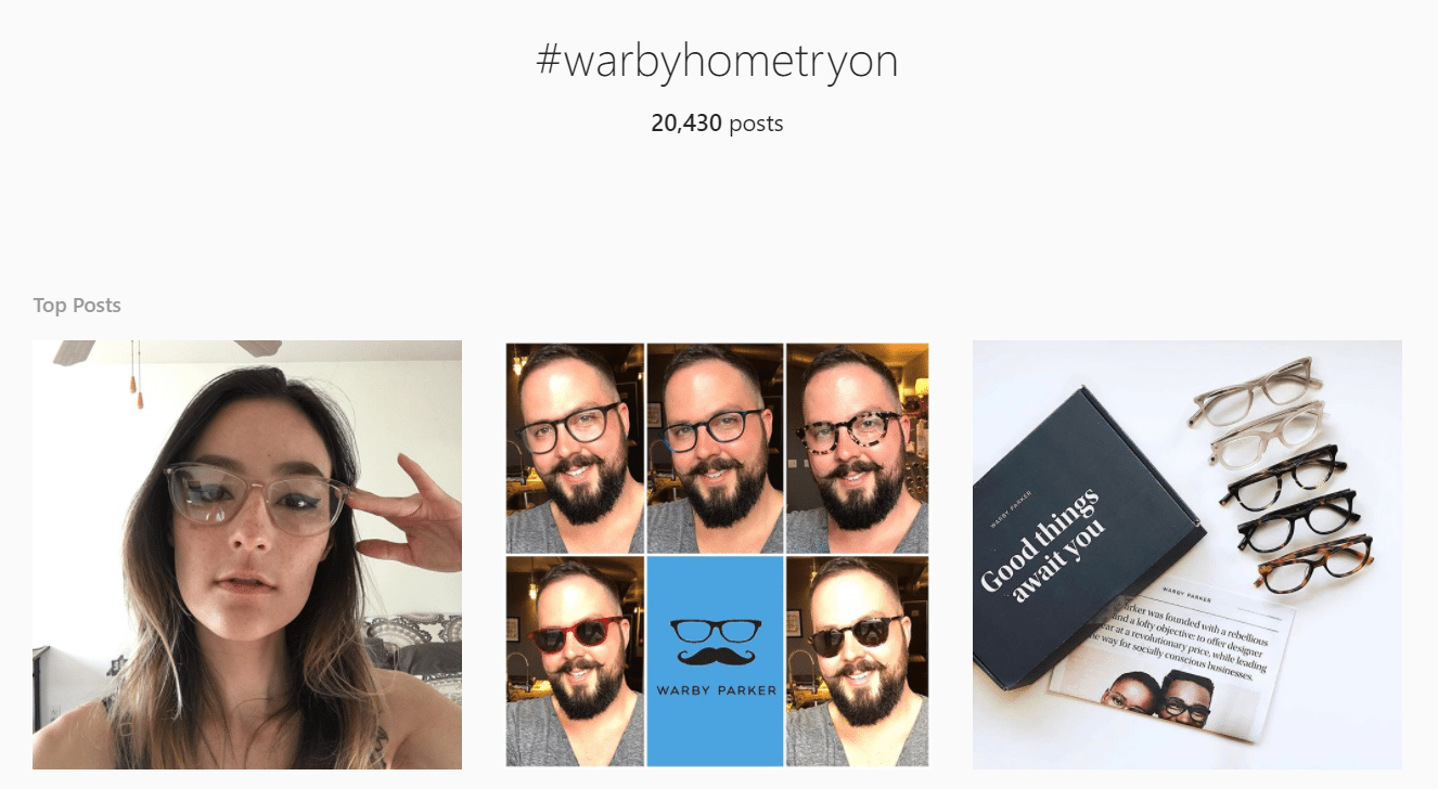 เนื้อหาที่ผู้ใช้สร้างขึ้น Warby Parker