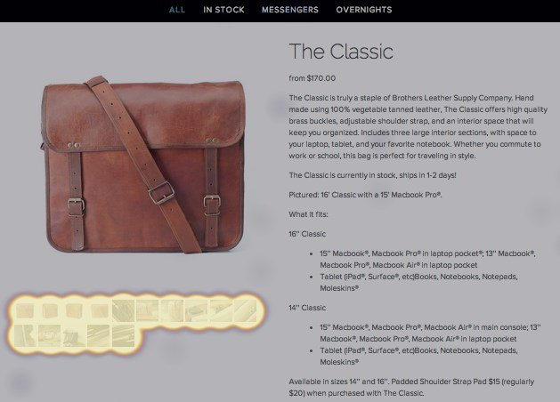 pagina di destinazione post-clic heat map bros leather supply