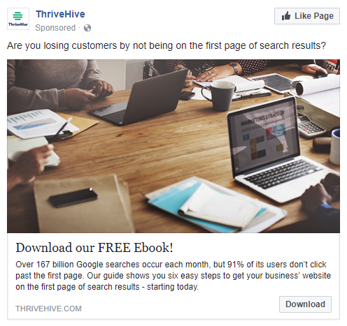 melhores anúncios do Facebook ThriveHive