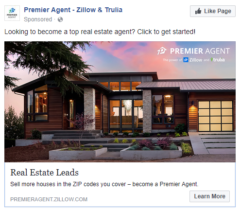 melhores anúncios do facebook Zillow