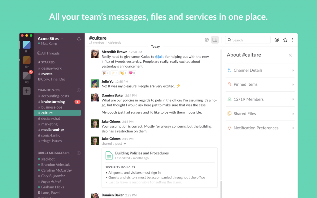 Sistemul de colaborare Enterprise Slider slack