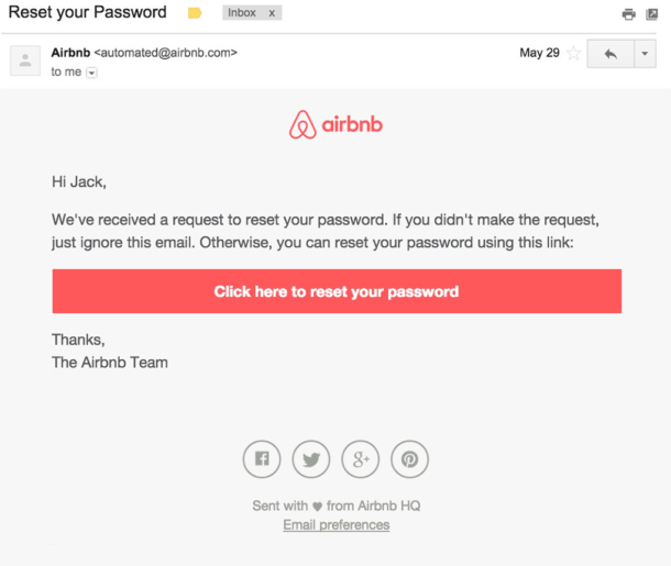 e-mail transacional airbnb