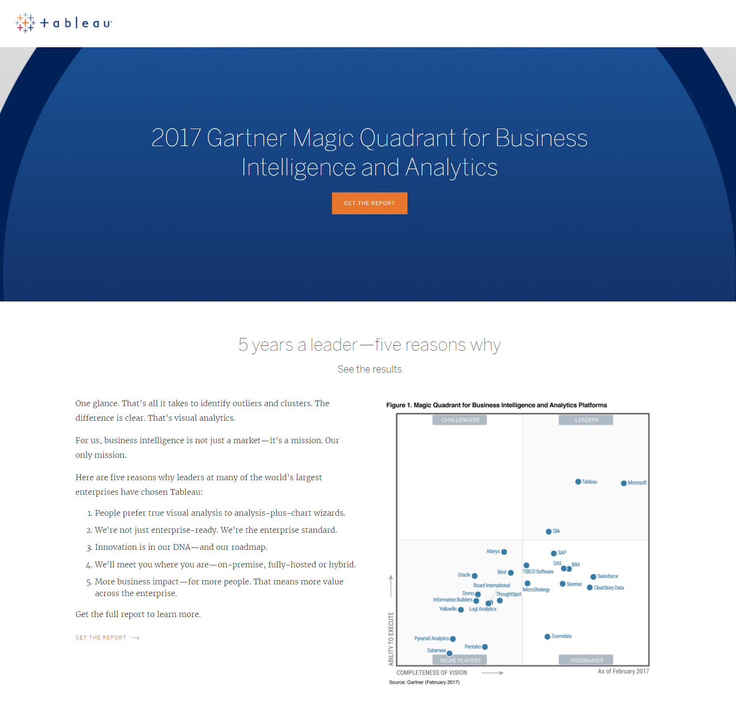 Relatório da página de destino pós-clique do Tableau