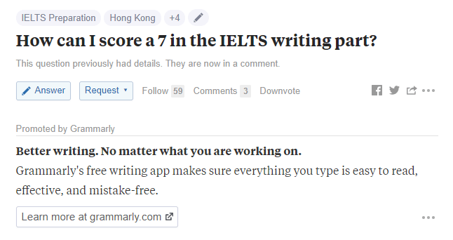 Quora ads Grammarly