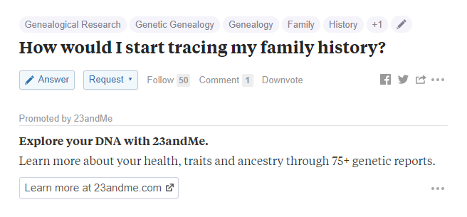 Quora ads 23andMe