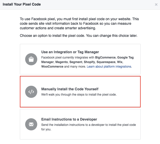 Instalación de píxeles de retargeting de Facebook