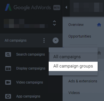 Grupos de campanhas segmentados por desempenho do AdWords