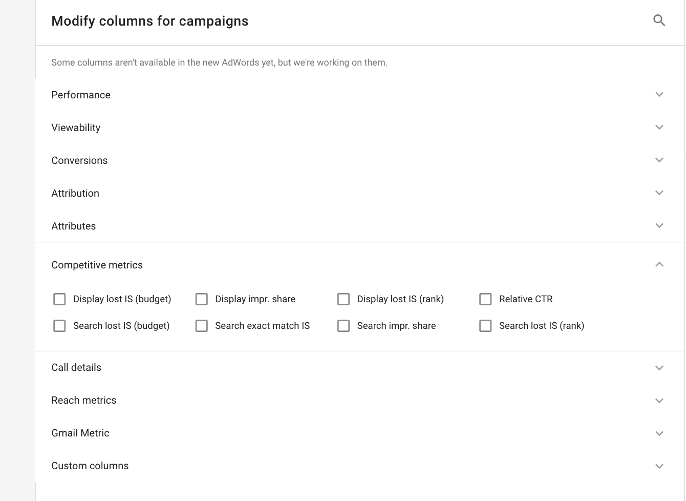 Opciones de impresiones de Google AdWords